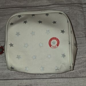 Compact White and Gray Star Cosmetic Bag